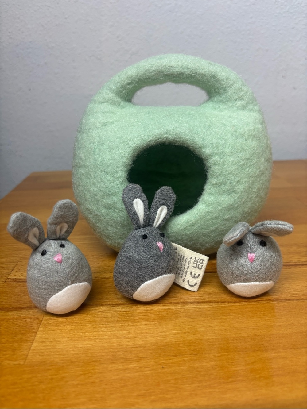 Lovevery Bunny Burrow Felt Bunny Toy Set with 3 Bunnies Montessori